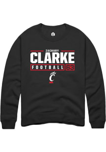 Zachary Clarke  Rally Cincinnati Bearcats Mens Black NIL Stacked Box Long Sleeve Crew Sweatshirt