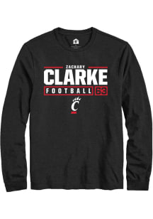 Zachary Clarke  Cincinnati Bearcats Black Rally NIL Stacked Box Long Sleeve T Shirt