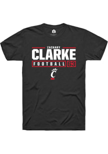 Zachary Clarke  Cincinnati Bearcats Black Rally NIL Stacked Box Short Sleeve T Shirt