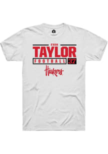 Evan Taylor White Nebraska Cornhuskers NIL Stacked Box Short Sleeve T Shirt