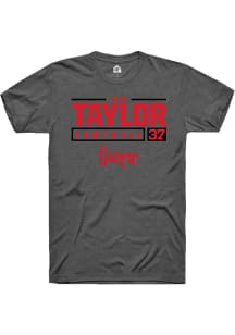 Evan Taylor Dark Grey Nebraska Cornhuskers NIL Stacked Box Short Sleeve T Shirt