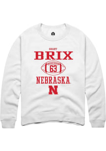 Grant Brix Rally Mens White Nebraska Cornhuskers NIL Sport Icon Crew Sweatshirt