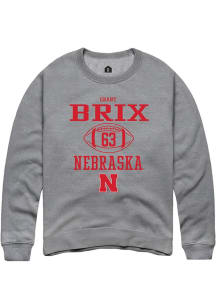 Grant Brix Rally Mens Graphite Nebraska Cornhuskers NIL Sport Icon Crew Sweatshirt