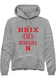 Grant Brix Rally Mens Graphite Nebraska Cornhuskers NIL Sport Icon Hooded Sweatshirt