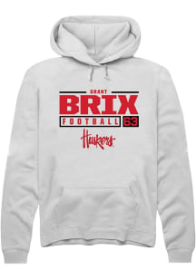 Grant Brix Rally Mens White Nebraska Cornhuskers NIL Stacked Box Hooded Sweatshirt