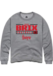 Grant Brix Rally Mens Graphite Nebraska Cornhuskers NIL Stacked Box Crew Sweatshirt