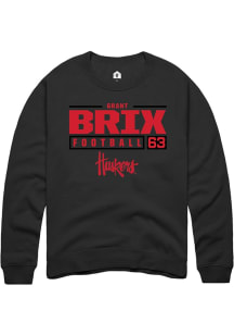 Grant Brix Rally Mens Black Nebraska Cornhuskers NIL Stacked Box Crew Sweatshirt