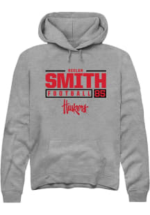 Keelan Smith Rally Mens Graphite Nebraska Cornhuskers NIL Stacked Box Hooded Sweatshirt