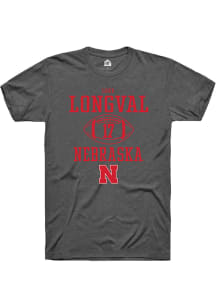Luke Longval Dark Grey Nebraska Cornhuskers NIL Sport Icon Short Sleeve T Shirt