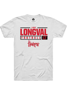 Luke Longval White Nebraska Cornhuskers NIL Stacked Box Short Sleeve T Shirt