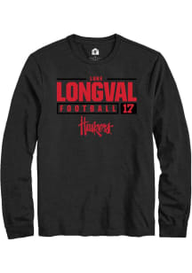 Luke Longval Rally Mens Black Nebraska Cornhuskers NIL Stacked Box Tee