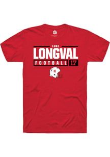 Luke Longval Red Nebraska Cornhuskers NIL Stacked Box Short Sleeve T Shirt