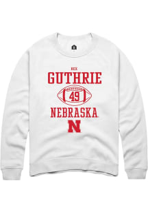 Rex Guthrie Rally Mens White Nebraska Cornhuskers NIL Sport Icon Crew Sweatshirt
