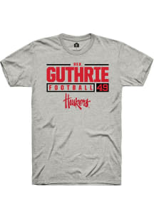 Rex Guthrie Ash Nebraska Cornhuskers NIL Stacked Box Short Sleeve T Shirt
