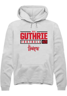 Rex Guthrie Rally Mens White Nebraska Cornhuskers NIL Stacked Box Hooded Sweatshirt