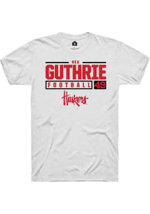 Rex Guthrie White Nebraska Cornhuskers NIL Stacked Box Short Sleeve T Shirt