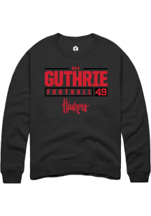 Rex Guthrie Rally Mens Black Nebraska Cornhuskers NIL Stacked Box Crew Sweatshirt