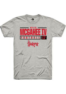 Willis McGahee IV Ash Nebraska Cornhuskers NIL Stacked Box Short Sleeve T Shirt