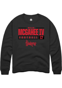 Willis McGahee IV Rally Mens Black Nebraska Cornhuskers NIL Stacked Box Crew Sweatshirt