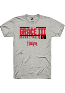 Jeff Grace III Ash Nebraska Cornhuskers NIL Stacked Box Short Sleeve T Shirt