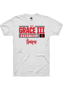 Jeff Grace III White Nebraska Cornhuskers NIL Stacked Box Short Sleeve T Shirt