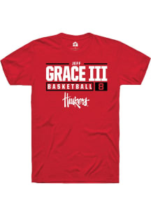 Jeff Grace III Red Nebraska Cornhuskers NIL Stacked Box Short Sleeve T Shirt