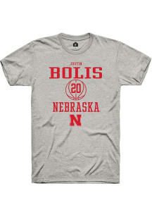 Justin Bolis Ash Nebraska Cornhuskers NIL Sport Icon Short Sleeve T Shirt