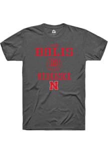 Justin Bolis Dark Grey Nebraska Cornhuskers NIL Sport Icon Short Sleeve T Shirt