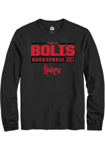 Justin Bolis Rally Mens Black Nebraska Cornhuskers NIL Stacked Box Tee