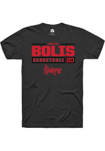 Justin Bolis Black Nebraska Cornhuskers NIL Stacked Box Short Sleeve T Shirt