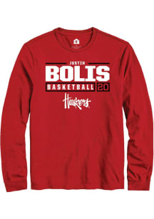 Justin Bolis Rally Mens Red Nebraska Cornhuskers NIL Stacked Box Tee