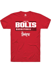 Justin Bolis Red Nebraska Cornhuskers NIL Stacked Box Short Sleeve T Shirt