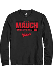 Olivia Mauch Rally Mens Black Nebraska Cornhuskers NIL Stacked Box Tee