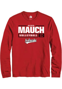 Olivia Mauch Rally Mens Red Nebraska Cornhuskers NIL Stacked Box Tee