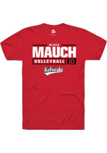 Olivia Mauch Red Nebraska Cornhuskers NIL Stacked Box Short Sleeve T Shirt