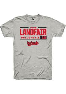 Taylor Landfair Ash Nebraska Cornhuskers NIL Stacked Box Short Sleeve T Shirt