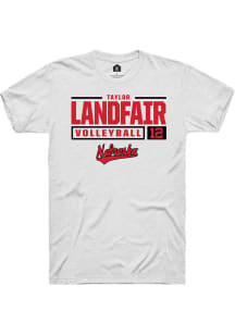 Taylor Landfair White Nebraska Cornhuskers NIL Stacked Box Short Sleeve T Shirt