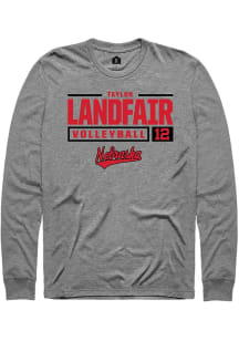 Taylor Landfair Rally Mens Graphite Nebraska Cornhuskers NIL Stacked Box Tee