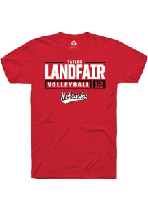 Taylor Landfair Red Nebraska Cornhuskers NIL Stacked Box Short Sleeve T Shirt