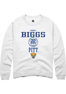 Audrey Biggs Rally Mens White Pitt Panthers NIL Sport Icon Crew Sweatshirt