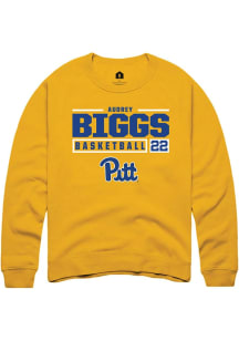 Audrey Biggs Rally Mens Gold Pitt Panthers NIL Stacked Box Crew Sweatshirt