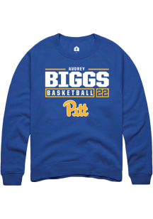 Audrey Biggs Rally Mens Blue Pitt Panthers NIL Stacked Box Crew Sweatshirt