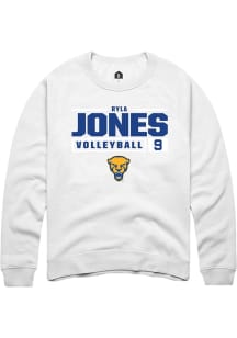 Ryla Jones Rally Mens White Pitt Panthers NIL Stacked Box Crew Sweatshirt