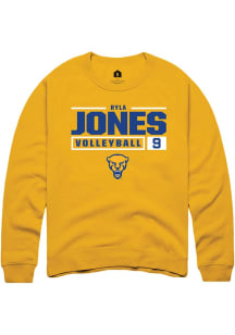 Ryla Jones Rally Mens Gold Pitt Panthers NIL Stacked Box Crew Sweatshirt