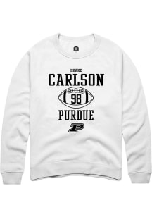 Drake Carlson Rally Mens White Purdue Boilermakers NIL Sport Icon Crew Sweatshirt