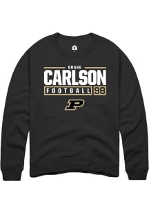 Drake Carlson Rally Mens Black Purdue Boilermakers NIL Stacked Box Crew Sweatshirt