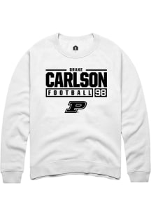 Drake Carlson Rally Mens White Purdue Boilermakers NIL Stacked Box Crew Sweatshirt