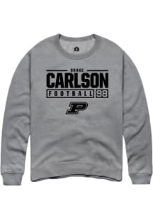 Drake Carlson Rally Mens Graphite Purdue Boilermakers NIL Stacked Box Crew Sweatshirt