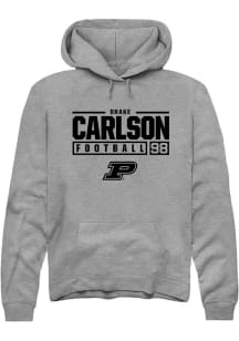 Drake Carlson Rally Mens Graphite Purdue Boilermakers NIL Stacked Box Hooded Sweatshirt