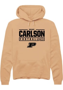 Drake Carlson Rally Mens Gold Purdue Boilermakers NIL Stacked Box Hooded Sweatshirt